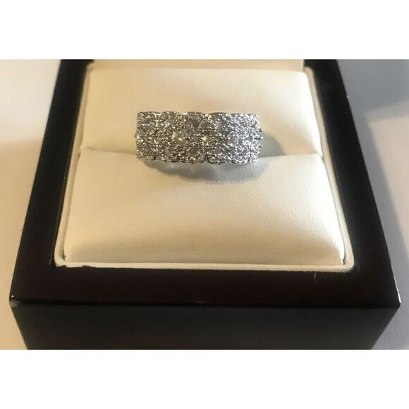 2Ct Pave Sim Diamond Wide Filigree Design Band Ring Sz 7 - Picture 2 of 4